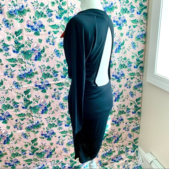 NWT Anthropologie Anama Faux Wrap Open Back Dress Black SM - Picture 2 of 16